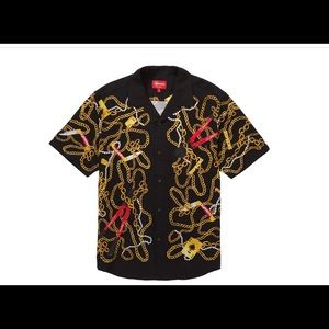Supreme chains rayon shirt dark green